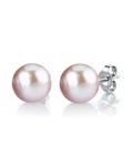 9mm Pink Freshwater Round Pearl Stud Earrings