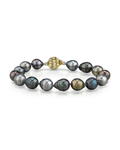 9-10mm Tahitian South Sea Multicolor Baroque Pearl Bracelet - AAA Quality - Secondary Image