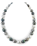 9-12mm Tahitian & White South Sea Multicolor Baroque Pearl Necklace