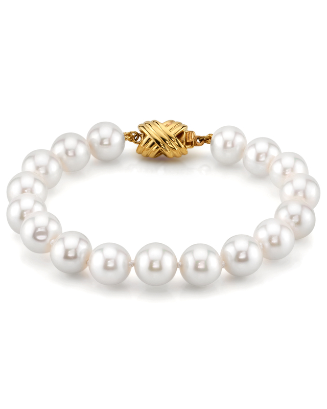 8.5-9.5mm White Freshwater Pearl Bracelet - AAA Quality - Third Image
