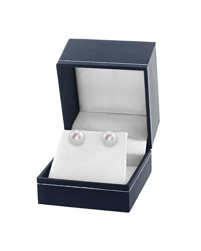 9mm White Freshwater Round Pearl Stud Earrings - Fourth Image