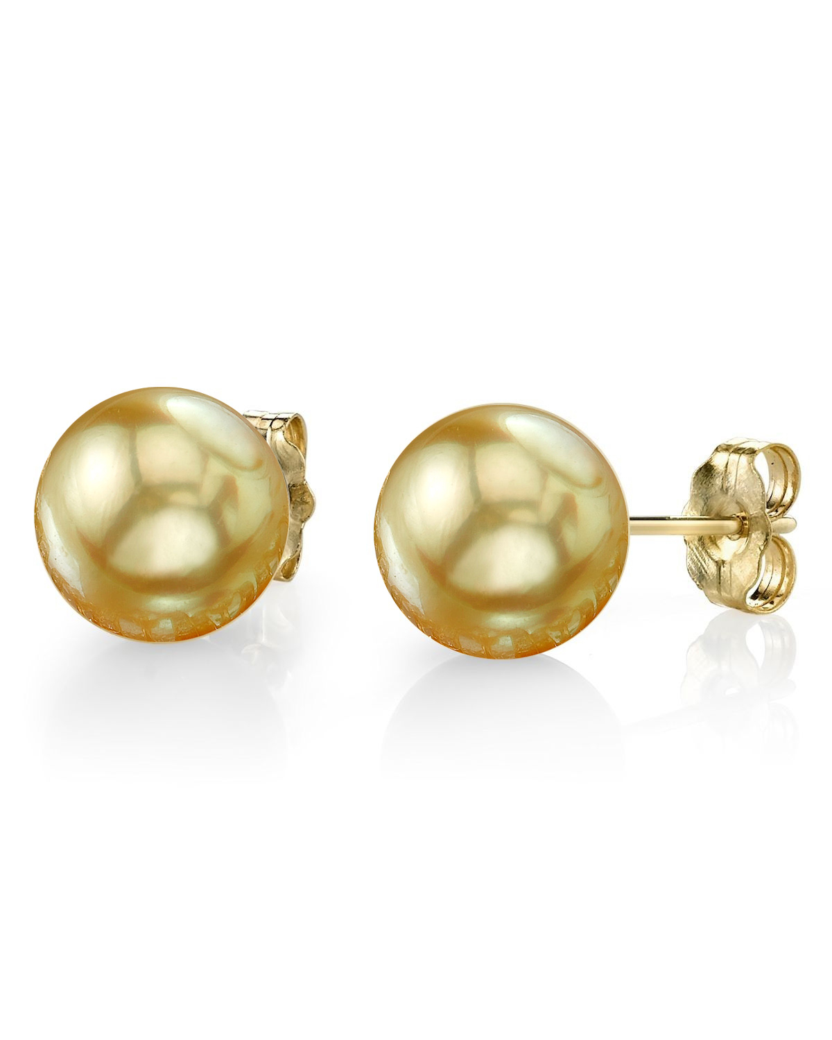 7mm Golden South Sea Round Pearl Stud Earrings