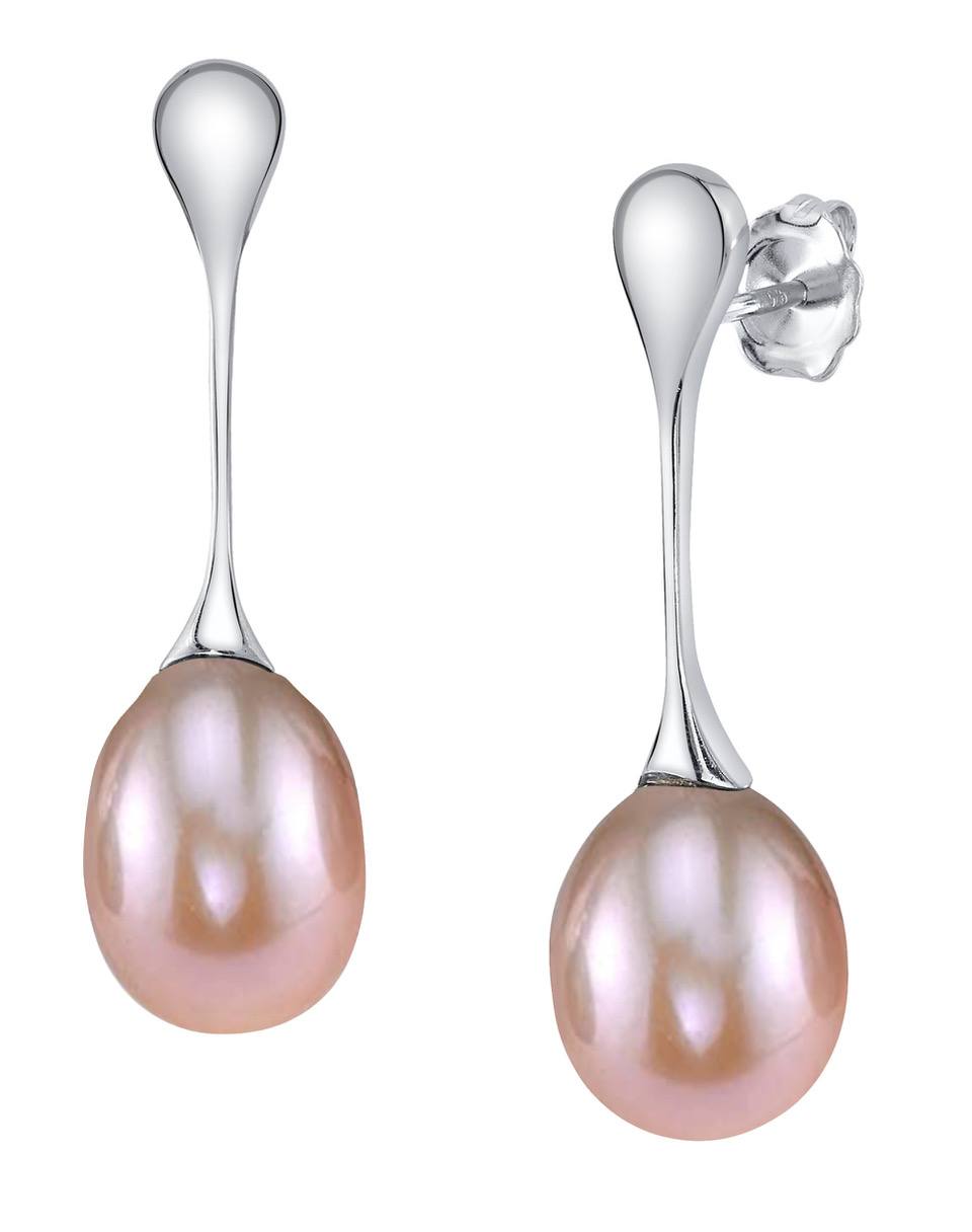 Pink Freshwater Pearl Long Teardrop Earrings